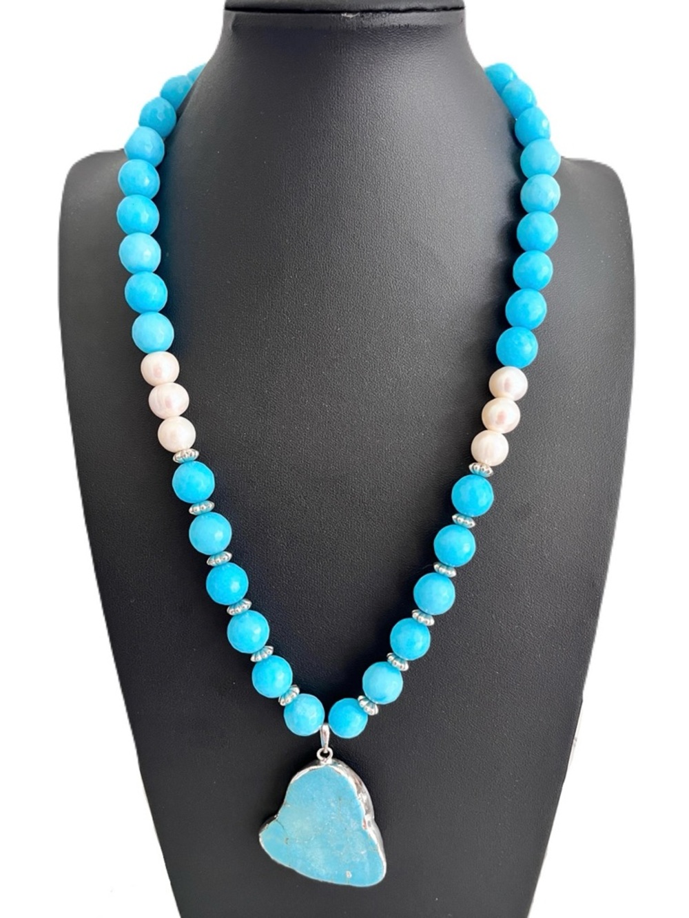 NEW Mary Kent Designs Turquoise and Pearl Beaded Necklace, 22.5”